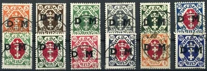 Sellos de servicio Ciudad Libre Gdansk Nº 1 - 14 sin 13 + 14 matasellados Mi.165 € used - Imagen 1 de 3