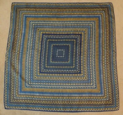 Bufanda vintage Henryson para todo tipo de clima, 26" cuadrada, tonos de azul con oro, marrón Foto 1 de 4