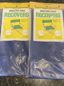 Vintage (2) Crawford Director's Chair Recover Covers Navy Blue Fabric NEW - Picture 1 of 4