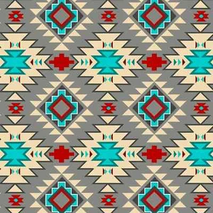 NEW - Southwest-Inspired Geometric Aztec Pattern 1-Yard Cotton Fabric, 36" x 44" - Picture 1 of 3