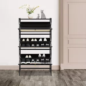 3 Tier Shoe Cabinet, Shoe Storage Organizer, Shoe Cabinet with Flip Drawers - Picture 1 of 20