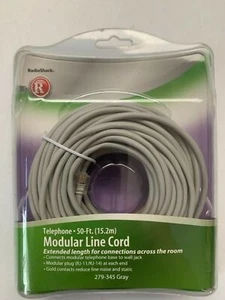 RadioShack 50 ft. Telephone Modular Line Cord RJ-11/RJ-14 279-345 Gray - Picture 1 of 3