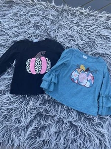 Set Of 2 Boutique size 2T Small Dash of Glitter Pumpkin Shirts Fall - Picture 1 of 6