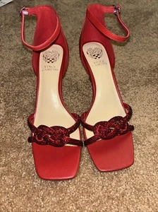 Vince Camuto Women Red Heels With Glitter Accent 9.5 (VV-EISLEE, FIRE WHIRL) - Picture 1 of 5