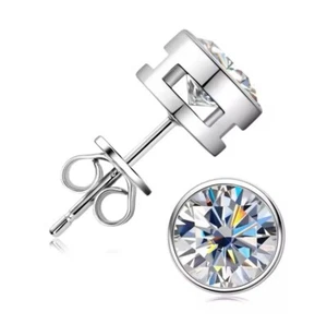 Orecchini 2ct Oro Bianco 18K Creati in Laboratorio VVS1/D/Ottimo Passaggio Test Diamante - Foto 1 di 3