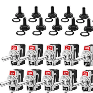 10Stk Kippschalter EIN/AUS Wippschalter 12V-230V W/Wasserdicht Schutzkappe 2 pin - Bild 1 von 14