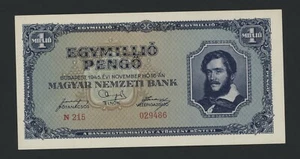 HUNGARY 1 MILLION  PENGO 1945 PICK # 122  UNC. - Picture 1 of 2