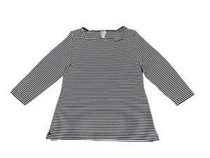 Chico's Travelers Shirt Womens Size 1 Blue & White Striped 3/4 Sleeve Stretch - Picture 1 of 6