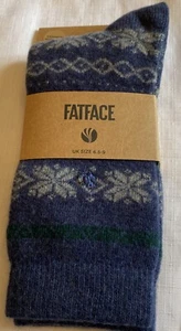 Fat Face Mens Cashmere Blend Fairisle Socks New U.K. Size 6.5-9 Navy - Picture 1 of 5