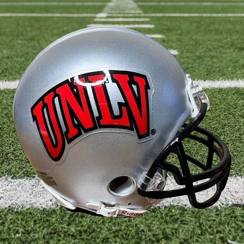 UNLV Rebels Riddell Mini Helmet 3 5/8 Silver Helmet Red "UNLV" Logo 2015-2019 Cover