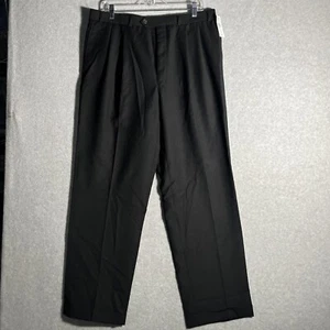 Lauren Ralph Lauren Pants Men 36x32 Black Pleated Rolled Cuffed Trouser NWT - Picture 1 of 4