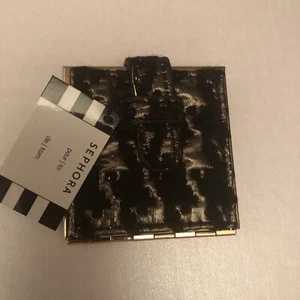 Sephora Compact Houndstooth Gold Mirror, Regular & Magnifying Side NWT - Picture 1 of 4