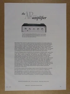 1968 Acoustic Research AR Amplifier vintage print Ad - Picture 1 of 1