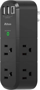 USB Outlet Extender Surge Protector - with Rotating Plug, 1800 Joules, 6 AC Mult - Picture 1 of 12