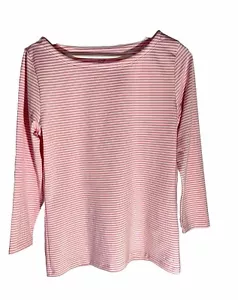 Vineyard Vines Boatneck Shirt Tee Striped SANKATY White Pink Cloud Stripe M New - Picture 1 of 9