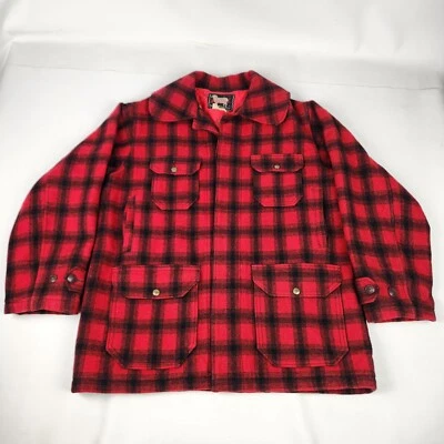 Vintage Woolrich Mackinaw Hunting Chore Coat Plaid Buffalo Check Wool Sz 42  - Image 1 of 4
