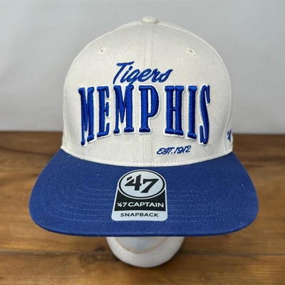 Sombrero Memphis Tigers 47 Marca NCAA Captain Snapback Gris Blanco Azul Nuevo con Etiquetas Foto 1 de 4