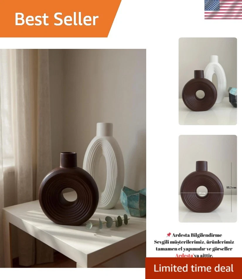 Jarrones decorativos únicos de 2 piezas - Polvo de piedra duradero para espacios contemporáneos Foto 1 de 4