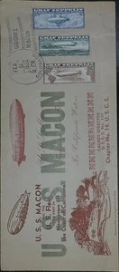 US Airmail Stamp Zeppelin Scott#C13/15 Essays Ingraved Undenominated/Macon Cover - Picture 1 of 1