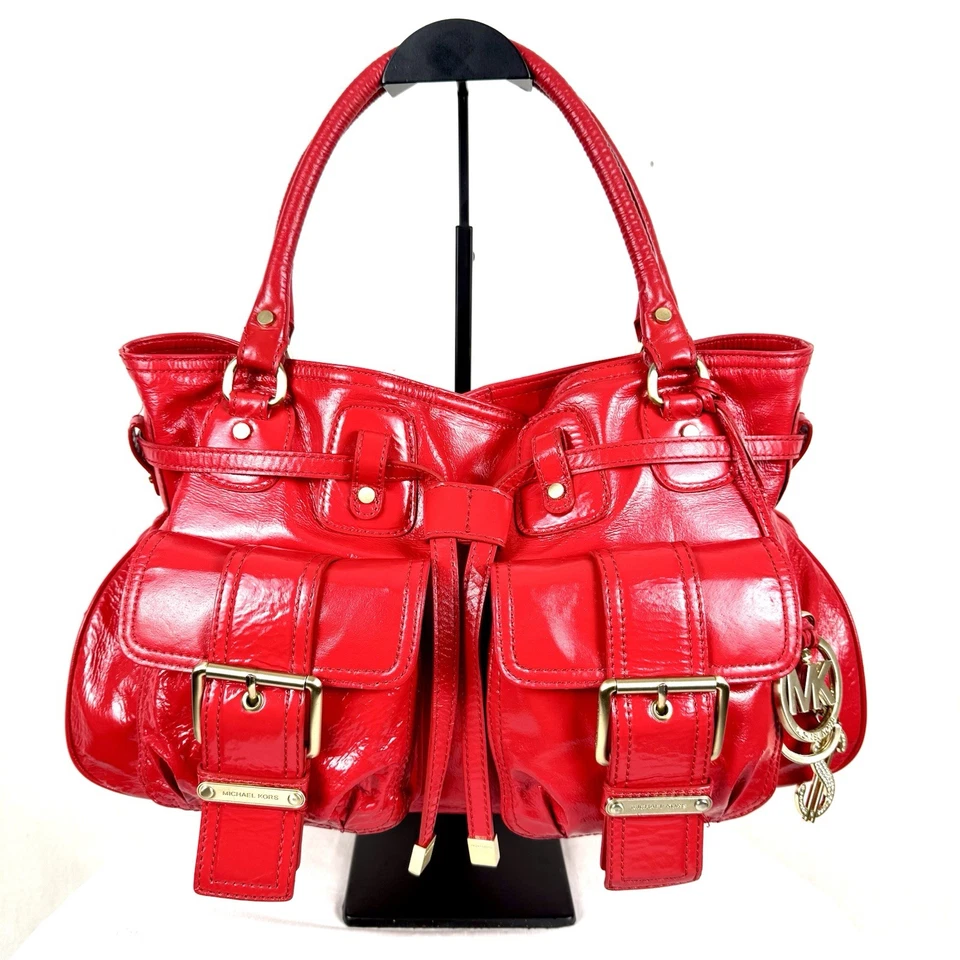 Bolsa satchel Michael Kors couro vermelho bolsa tote vintage autêntica magnética - Imagem 1 de 4