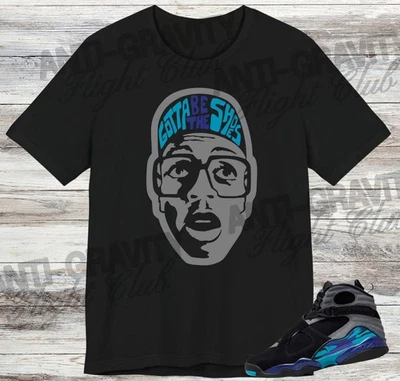 Camisa Jordan 8 Aqua Sneaker Match, Negra Brillante Tono Concord Aqua, Aqua 8s Foto 1 de 2