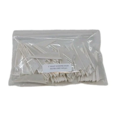 100 Pack Bullseye Feathers 2" Right Wing: Shield Whisper Solid Silver Gray - Image 1 of 3