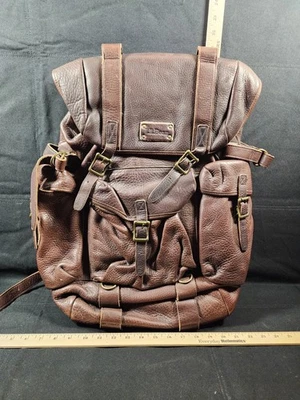 Vintage L.L.Bean Brown All-Leather Guide  Backpack Outfitter Classic USA  Used - Image 1 of 4