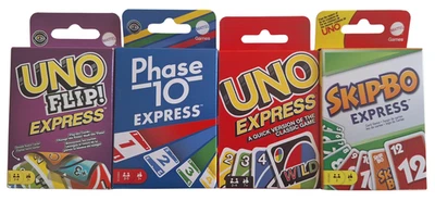 Mattel EXPRESS Card Game Bundle 4 Pack - Uno, Uno Flip,Phase 10, Skip-Bo EXPRESS - Image 1 of 4
