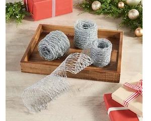 3er Set 9' Netzband von Valerie - Silber Glitzer NEU Weihnachten Urlaub - Bild 1 von 2