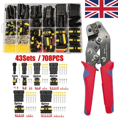 708Pcs Car Automotive Waterproof Electrical Wire Connectors Plug 1-6 Pin Kit UK - Image 1 of 4