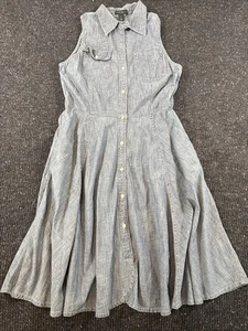 Lauren Ralph Lauren Blue Denim Chambray Essential Closet Staple Midi Dress P/L - Picture 1 of 11