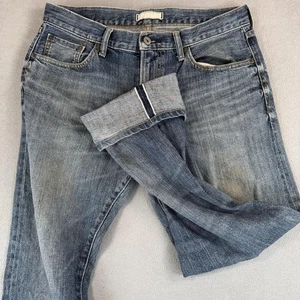 Uniqlo Jeans Mens 32x28 Blue Selvedge Denim Regular Fit Straight Zip Fly Casual - Picture 1 of 14