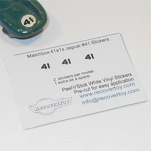 Juego de pegatinas Matchbox Lesney 41a 41b Jaguar tipo D coche de carreras RN#41 - Imagen 1 de 3