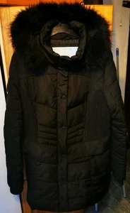 Superdry Mountain Puffer Coat Jacket Black 10 RemovableHood RemovableFur Perfec - Picture 1 of 9