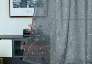 Panel de velo superior vintage BIRD Shabby Chic ranura PLATEADO/GRIS 48" (122 cm) caída - Imagen 1 de 6