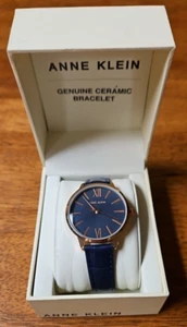 Bracciale donna Anne Klein vera ceramica fascia blu navy quadrante bronzo - Foto 1 di 5