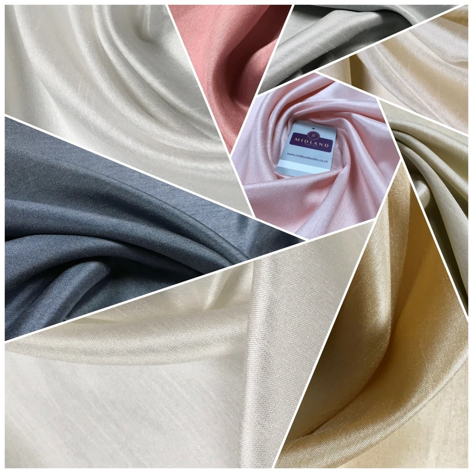 £4.99 Plain Shantung Satin Backed Dupion Faux Silk Dress Fabric 147 cm MD1293 - Image 1 of 1