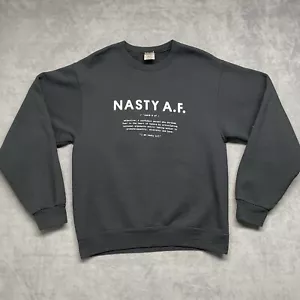 Y2K Jerzees Super Sweats NASTY A.F. Divertida Sudadera Cuello Redondo Negra Talla Pequeña - Imagen 1 de 6