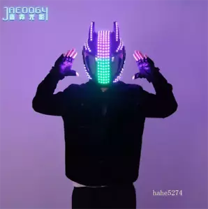 LED Luminous Helmet Cosplay Concert Mask Helmet Stage Performance Prop Halloween - Picture 1 of 22