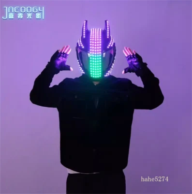 LED Luminous Helmet Cosplay Concert Mask Helmet Stage Performance Prop Halloween - Image 1 of 4