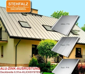 Stehfalz Dachblechplatten Paneelausführung ALU-ZINK -großflächig leicht verlegt - Bild 1 von 5