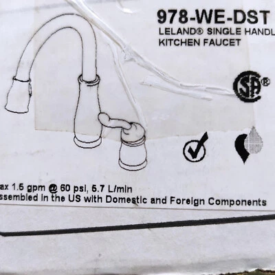 Delta 978-WE-DST Leland One Handle Pull-Down Kitchen Faucet, Chrome - Image 1 of 2