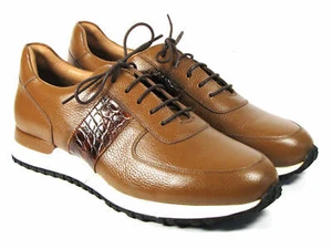 Paul Parkman Men's Cognac Floater Leather Sneakers (ID#LP206CGN) - Picture 1 of 6