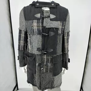 Comme Des Garcons SHIRT Hooded Toggle Closure Wool Patchwork Duffle Coat (S) - Picture 1 of 19