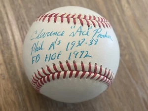 Clarence Ace Parker signed American League Baseball Philadelphia A’s FB HOF JSA - Picture 1 of 9