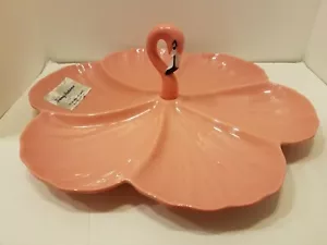 Tommy Bahama Pink Flamingo Melamine Divided Serving Platter Tray - Picture 1 of 5