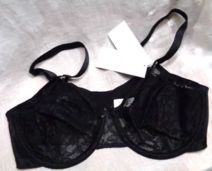 Women's HSIA Floral Black Unlined Strappy Lace Bra ~ Size 36D - Picture 1 of 7