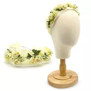 Vintage 1950s Auerbach’s Floral Headband Hat Ivory Butter Yellow Flowers NOS - Picture 1 of 12