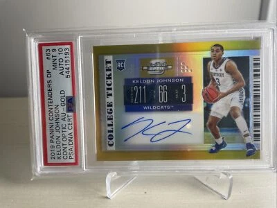 2019 Panini Contenders DP Keldon Johnson Rookie Ticket Auto Gold /10 PSA 9 10 - Image 1 of 4