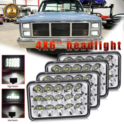 4PCS 4x6'' LED Headlights Hi/Lo Fit GMC C1500 Sierra Classic G2500 G3500 Van - Image 1 of 4